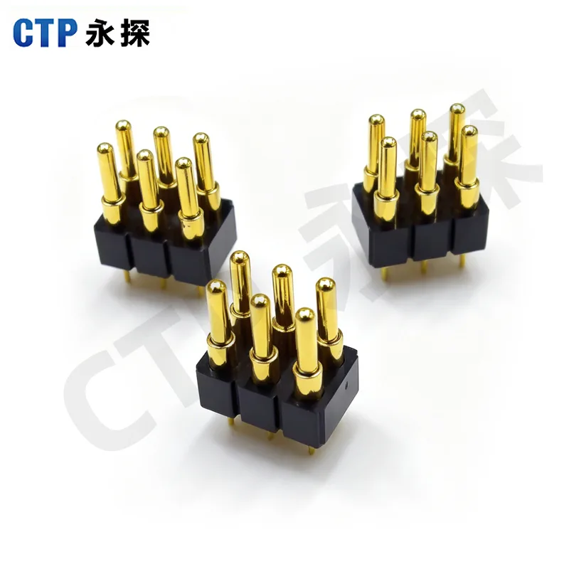 永探6pin双排弹簧针mill-max替代 POGO PIN连接器 镀金低阻大电流